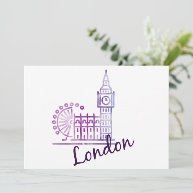 Carte de vacances à l'aquarelle Londres Big Ben –  (Debout devant)