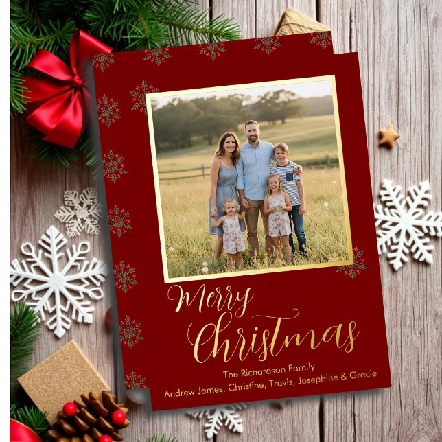 Carte de vacances à motif de feuille d'or rouge et (Créateur téléchargé)