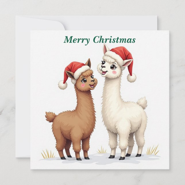 Carte de vacances à plat Llamas de Noël (Devant)