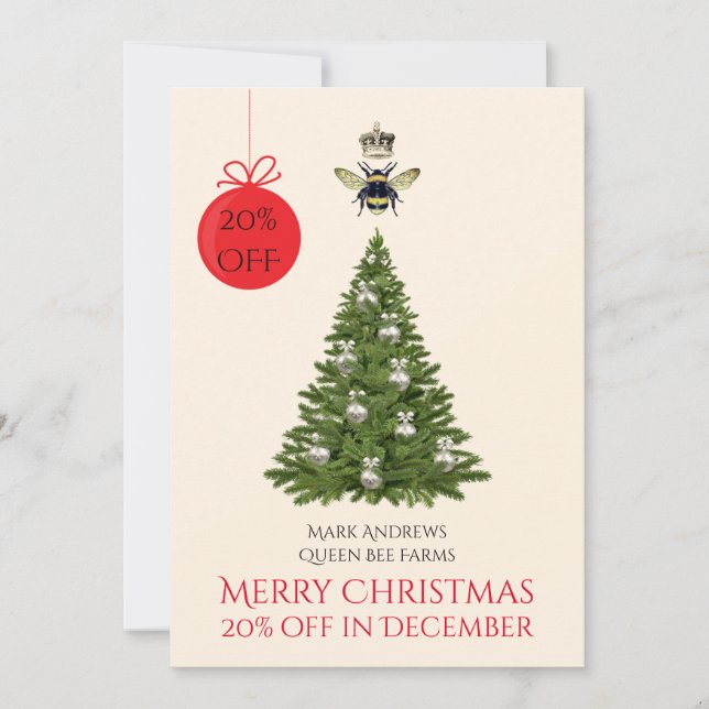 Carte De Vacances Abeilles & Couronne Ou Apiary Bu (Devant)