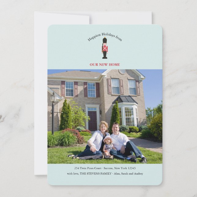 Carte de vacances animée avec soldat en bois (Devant)