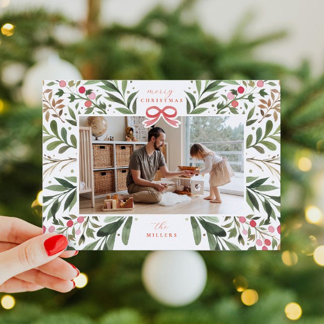 Carte de vacances aquarelle Botanique Cadre Plat (Créateur téléchargé)