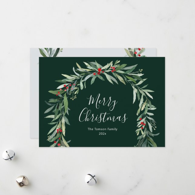 carte de vacances arc verdure hiver (Devant/Arrière en situation)