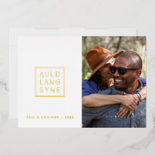Carte de vacances Auld Lang à cadre à huile - Blan