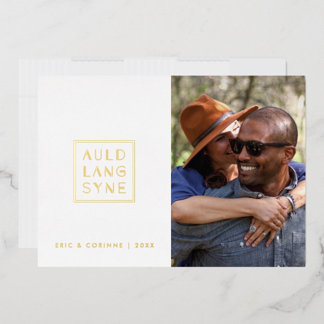 Carte de vacances Auld Lang à cadre à huile - Blan (Enveloppe)