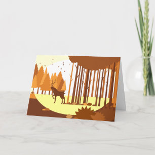 Carte de vacances Autumn Deer Landcape