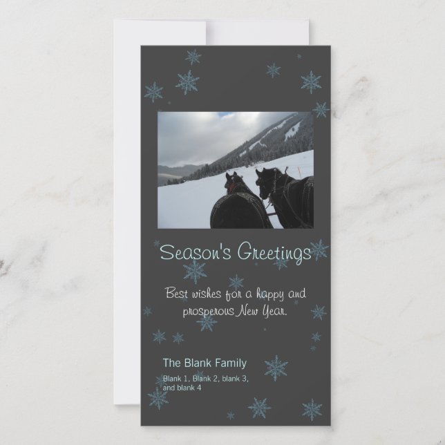 carte de vacances avec flocons de neige éparpillés (Devant)
