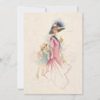 Carte de vacances avec mère et fille victorienne s