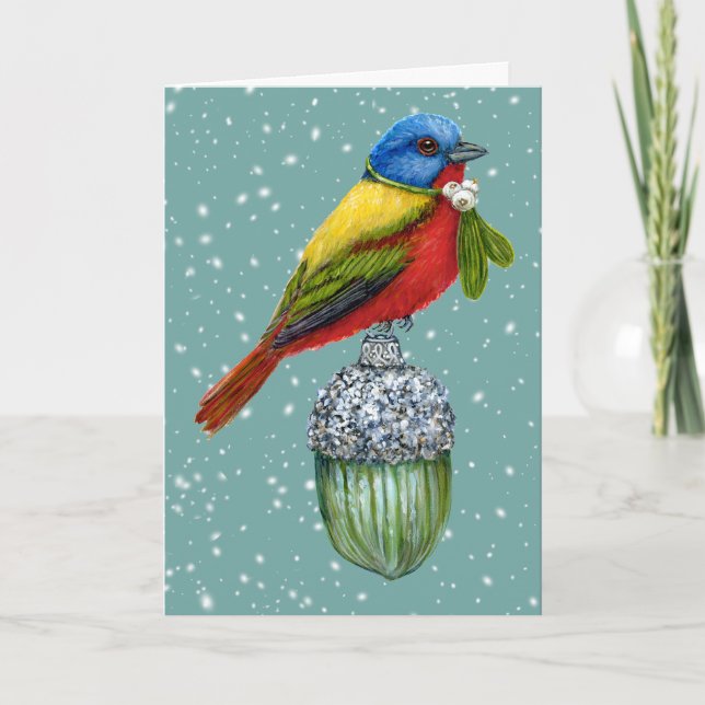 Carte de vacances avec ornement ancien et passerea (Devant)