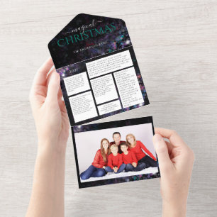 Carte de vacances avec photo de famille et lettre 