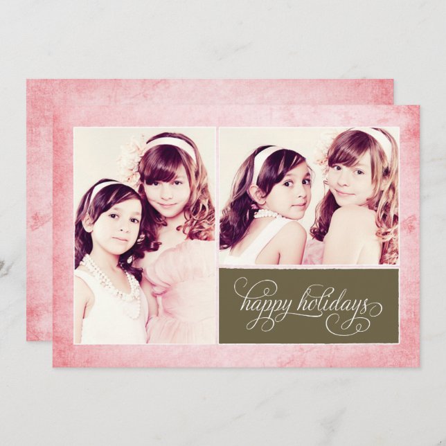 Carte de vacances Bio Rose Grunge 2 Photo (Devant / Derrière)