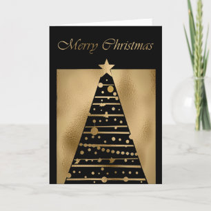 Carte de vacances Black and Gold Christmas Tree