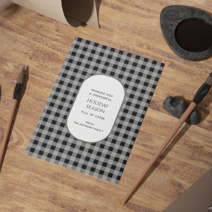 Carte de vacances Black Grey Buffalo Plaid