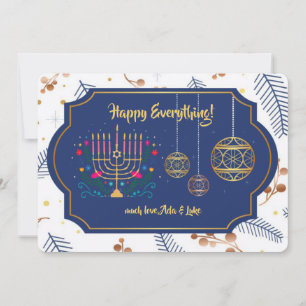 Carte de vacances Bleu et Or Tout Joyeux