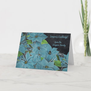 Carte de vacances Blue Poinsettia non traditionnel