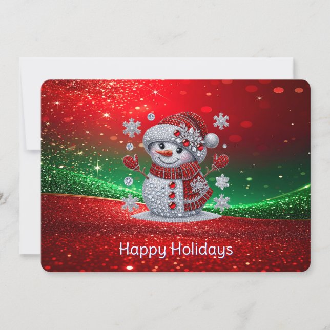 Carte de vacances bonhomme de neige Strass (Devant)