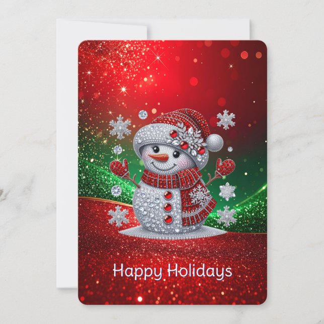 Carte de vacances bonhomme de neige Strass (Devant)