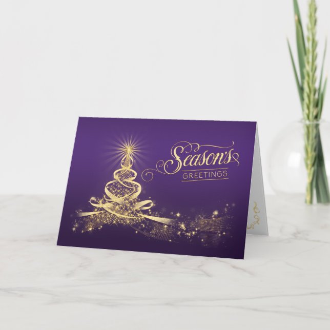 Carte de vacances Bonnes Fêtes | Purple Faux Gold (Devant)
