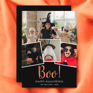 Carte de vacances Boo Halloween Black Photo modern