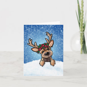 Carte de vacances Bordure Terrier Reindeer