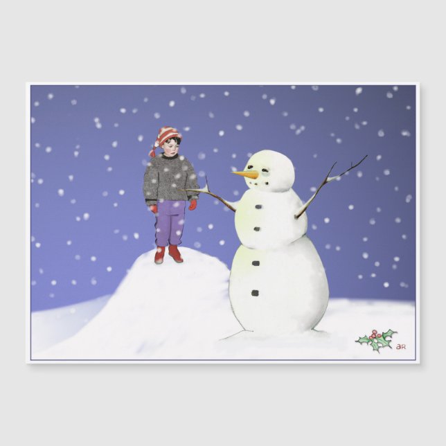 Carte de vacances Boy et Snowman (Devant)