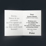 Carte de vacances budget amusant<br><div class="desc">Choisissez n'importe quel jour férié que vous voulez !
C'est marrant n'importe quelle carte de crédit de vacancesDonnez-la à quelqu'un avec un sens de l'humour!</div>