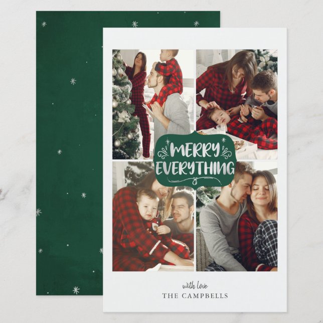 Carte de vacances Budget Green Merry Everything 4  (Devant / Derrière)