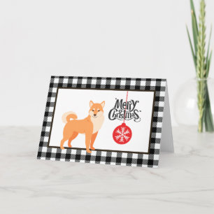 Carte de vacances Buffalo Plaid Shiba Inu