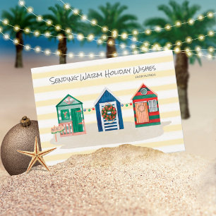 Carte de vacances Cabines de plage Vœux chaleureux
