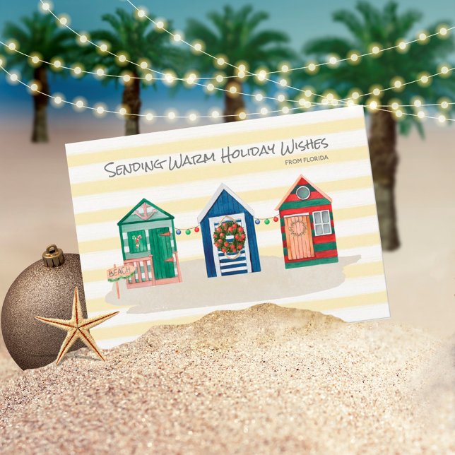 Carte de vacances Cabines de plage Vœux chaleureux (Créateur téléchargé)