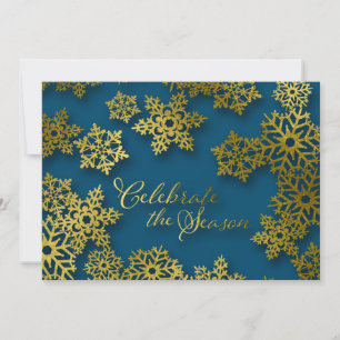 Carte de vacances Célébrer la saison Gold Snowflak