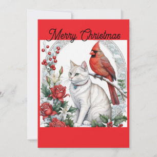 Carte de vacances Chat de Noël à Flat