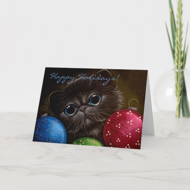 Carte de vacances CHATON PERSAN BLEU (Devant)