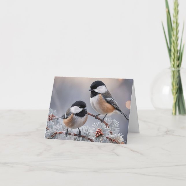 Carte de vacances Chickadee hiver Boutique personn (Devant)