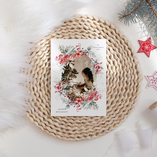 Carte de vacances classique Berries One Photo Holi (Créateur téléchargé)