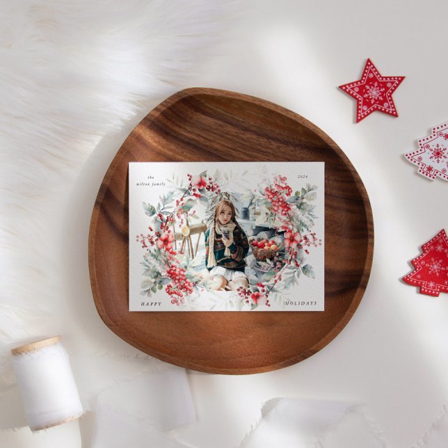 Carte de vacances classique Berries One Photo Holi (Créateur téléchargé)