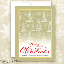 Carte de vacances classique Noël Snowy Pines