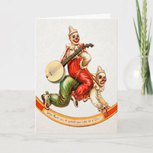 Carte de vacances clown effrayant vintage