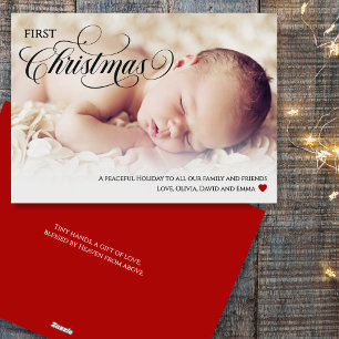 Carte de vacances Coeur de Noël pour bébé