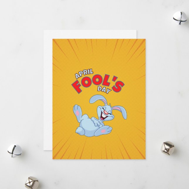 Carte de vacances colorée d'April Fools' Day (Devant/Arrière en situation)
