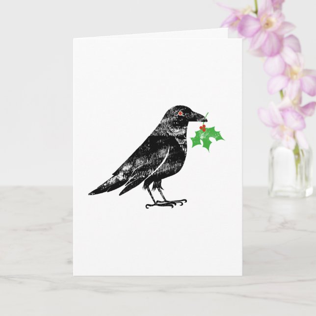 Carte de vacances - Corbeau avec gui  (Orchidée)