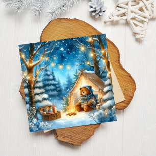 Carte de vacances Cosy Teddy Bear Carré plat saiso