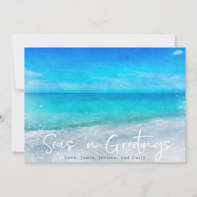 CARTE DE VACANCES CÔTIÈRE | Noël de plage tropical (Devant)