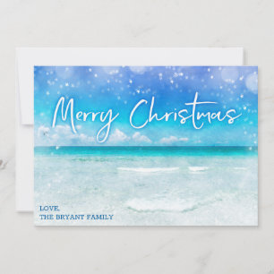 CARTE DE VACANCES CÔTIÈRE Noël tropical plage mer