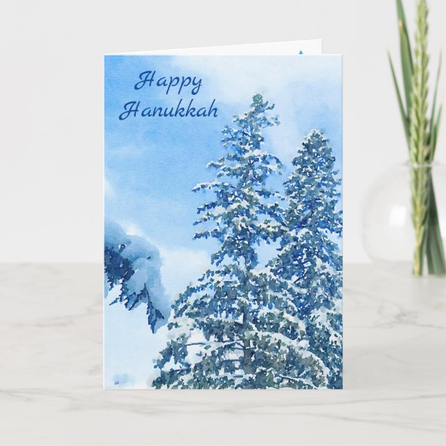Carte de vacances Couvert neige hiver Pin Bleu Arb (Devant)