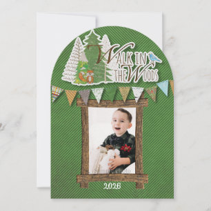 Carte de vacances Cozy Woodland Chevron vert