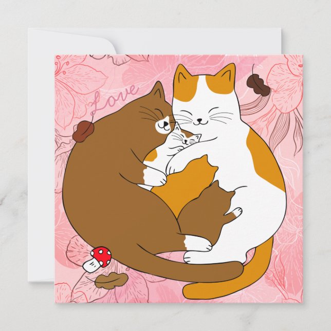 Carte de vacances Cute Cat Family (Devant)