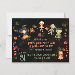 Carte de vacances CUTE MONSTER HALLOWEEN