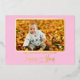 Carte de vacances Cute Rose Modèle photo Foil