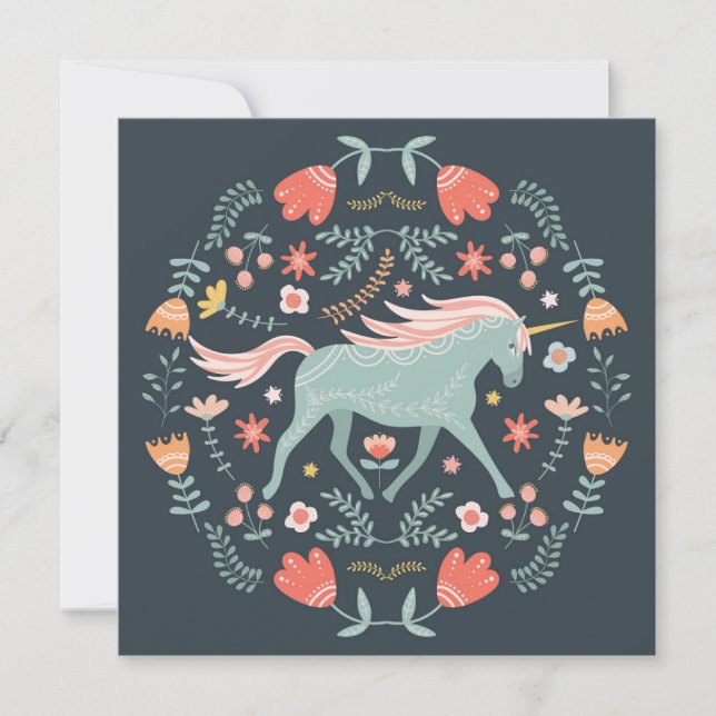 Carte de vacances Cute Scandi Unicorn (Devant)